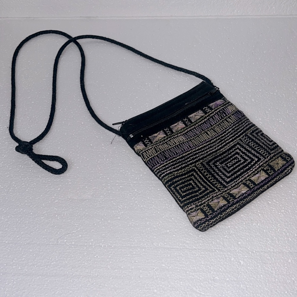 Fabric Crossbody Bag, Brown, ZigZag, Travel, Minimalist,